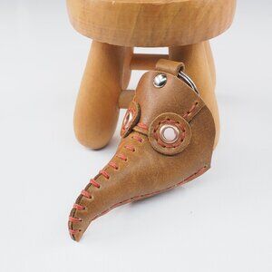 Plague Doctor Genuine leather Mini Mask Keychain Key Fob bag charm New 003